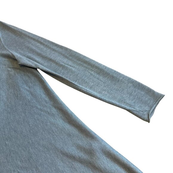 Eileen Fisher Blue Turtleneck Stretch Tunic Mini Dress Wool Blend Size Large - Picture 3 of 13